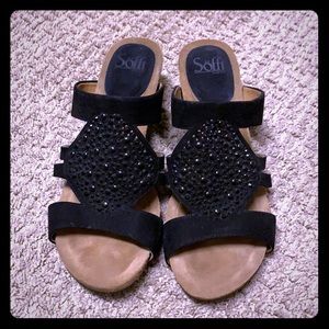 Black Sofft Vassey embellished wedges.